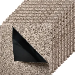 VEVOR Carpet Tiles 18x18 inch, 10 Pack Carpet Square Rug Detachable & Damage-free, Self Adhesive Home Floor Soft Plush Padded for 22.5sq.ft Coverage, Easy DIY for Living Room & Bedroom, Light Brown