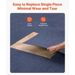 VEVOR Carpet Tiles 24x24 inch, 15 Pack Peel and Stick Carpet Square Rug, Self Adhesive Commercial Floor Soft Padded for Seamless Cover 60sq.ft², Easy DIY Replacement for Living Room Office,Gray