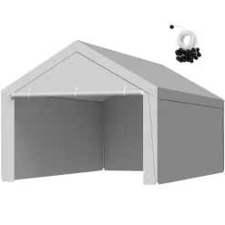 VEVOR Carport Replacement Canopy, 13 x 20 ft Potable Garage Tent Top Tarp with Sidewalls, UV-Resistant & Waterproof, Heavy Duty Car Shelter Tarp with Ball Buggees, Grey, Frame Not Included