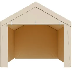 VEVOR Carport Replacement Canopy, 10 x 20 ft Potable Garage Tent Top Tarp with Sidewalls, UV-Resistant & Waterproof, Heavy Duty Car Shelter Tarp with Ball Buggees, Beige, Frame Not Included