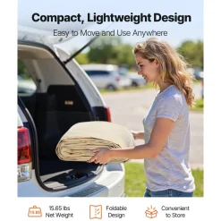 VEVOR Carport Replacement Canopy, 12 x 20 ft Potable Garage Tent Top Tarp, UV-Resistant & Waterproof Car Shelter Tarp, Heavy Duty Car Port Cover with Ball Buggees, Beige, Frame Not Included