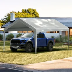 VEVOR Carport Replacement Canopy Cover 10 x 20 ft, Garage Top Tent Shelter Tarp Heavy-Duty Waterproof & UV Protected, Easy Installation with Ball Bungees,Grey (Only Top Cover, Frame Not Include)