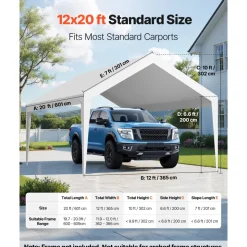 VEVOR Carport Replacement Canopy Cover 10 x 20 ft, Garage Top Tent Shelter Tarp Heavy-Duty Waterproof & UV Protected, Easy Installation with Ball Bungees,Beige (Only Top Cover, Frame Not Include)