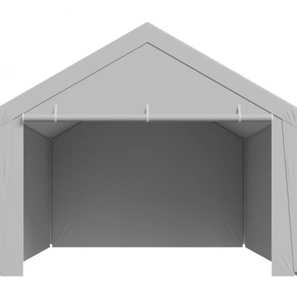VEVOR Carport Replacement Canopy, 12 x 20 ft Potable Garage Tent Top Tarp with Sidewalls, UV-Resistant & Waterproof, Heavy Duty Car Shelter Tarp with Ball Buggees, Grey, Frame Not Included