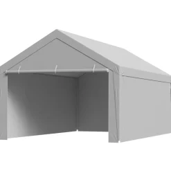 VEVOR Carport Replacement Canopy, 12 x 20 ft Potable Garage Tent Top Tarp with Sidewalls, UV-Resistant & Waterproof, Heavy Duty Car Shelter Tarp with Ball Buggees, Grey, Frame Not Included