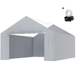 VEVOR Carport Replacement Canopy Cover Side Wall 13 x 20 ft, Garage Tent Shelter Tarp Heavy-Duty Waterproof & UV Protected, Easy Installation with Ball Bungees,Grey (Top and Frame Not Included)