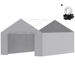 VEVOR Carport Replacement Canopy Cover Side Wall 13 x 20 ft, Garage Tent Shelter Tarp Heavy-Duty Waterproof & UV Protected, Easy Installation with Ball Bungees,Grey (Top and Frame Not Included)