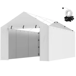 VEVOR Carport Replacement Canopy Cover Side Wall 10 x 20 ft, Garage Tent Shelter Tarp Heavy-Duty Waterproof & UV Protected, Easy Installation with Ball Bungees,White (Top and Frame Not Included)