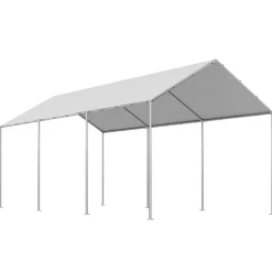 VEVOR Carport Replacement Canopy, 10 x 20 ft Potable Garage Tent Top Tarp, UV-Resistant & Waterproof Car Shelter Tarp, Heavy Duty Car Port Cover with Ball Buggees, Grey, Frame Not Included