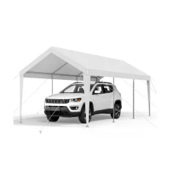 VEVOR Carport, 10 x 20 FT Outdoor Car Canopy, Potable Carport, Heavy Duty Galvanized Car Shelter, UV-Resistant & Water-Resistant, All-Season Protection, Storage Shed for Boat Motorcycle White