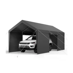 VEVOR Carport, 12 x 20 FT Outdoor Car Canopy, Potable Carport with Removable Sidewalls & Door, Heavy Duty Car Shelter, UV-Resistant & Water-Resistant, All-Season Protection for Automobile Boat Grey