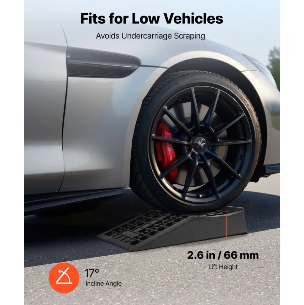 VEVOR Car Ramps, 2 PCS 20000 lbs GVW Capacity, 2.6 in Lift Height, Portable Low Profile Car Service Ramps for Home Garage Maintenance & Oil Changes, Heavy Duty for Low Chassis Vehicle & Support Jack