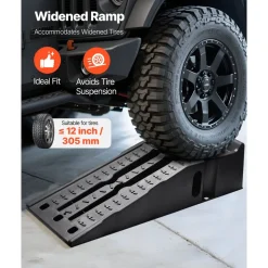 VEVOR Car Ramps, 2 PCS 16000 lbs GVW Capacity, 6.7 in Lift Height, Portable High Profile Car Service Ramps for Home Garage Maintenance and Oil Changes, Heavy Duty for Truck SUV Vehicle Repair, Black