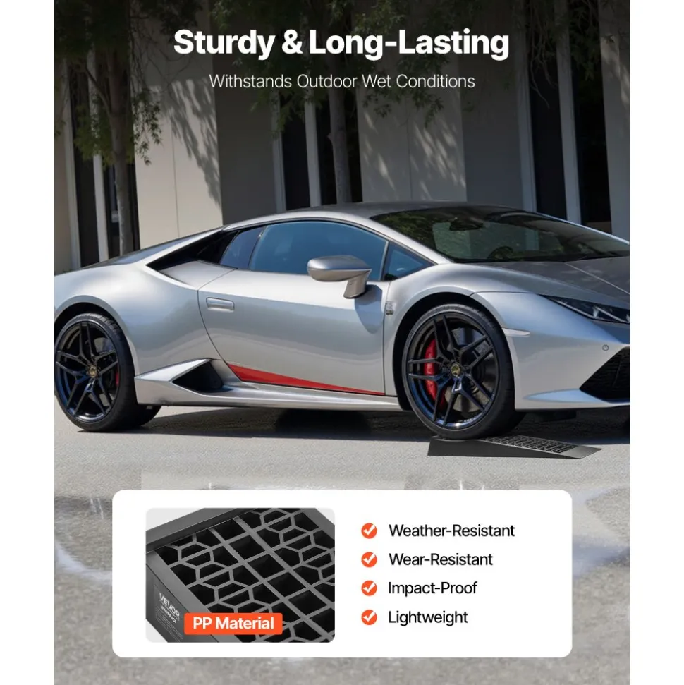 VEVOR Car Ramps, 2 PCS 13000 lbs GVW Capacity, 6.3 in Lift Height, Portable High Profile Car Service Ramps for Home Garage Maintenance and Oil Changes, Heavy Duty for Truck SUV Vehicle Repair, Black