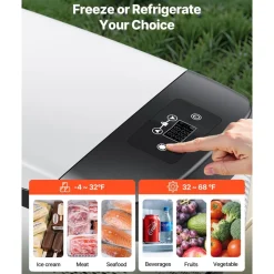 VEVOR Car Refrigerator, DC 12/24V AC100-240V Compressor Electric Cooler, -4°F to 68°F Car Fridge with APP Control, 16 QT Cars Freezer for RVs, Campsites, Boats, Camping, Fishing, 60W Portable Freezer