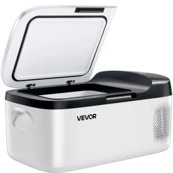 VEVOR Car Refrigerator, DC 12/24V AC100-240V Compressor Electric Cooler, -4°F to 68°F Car Fridge with APP Control, 16 QT Cars Freezer for RVs, Campsites, Boats, Camping, Fishing, 60W Portable Freezer