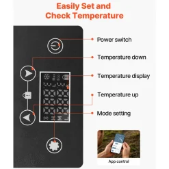 VEVOR Car Refrigerator, DC 12/24V AC100-240V Compressor Electric Cooler, -4°F to 68°F Car Fridge with APP Control, 16 QT Cars Freezer for RVs, Campsites, Boats, Camping, Fishing, 60W Portable Freezer