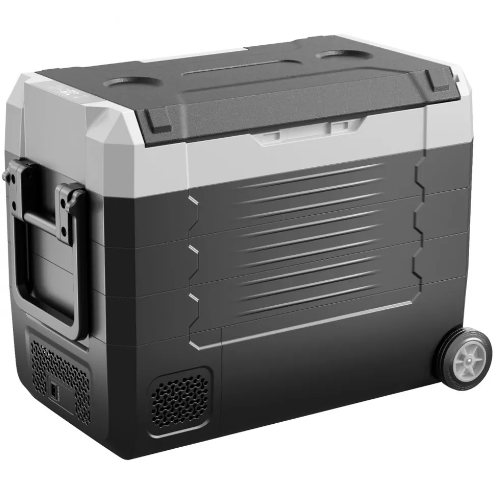 VEVOR Car Refrigerator, DC 12/24V AC100-240V Compressor Electric Cooler, -4°F to 68°F Truck Refrigerator with APP Control, Wheels & Dual Zone, 48 QT Cars Cooler for RVs, Boats, Camping, Fishing