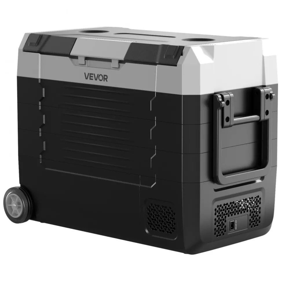 VEVOR Car Refrigerator, DC 12/24V AC100-240V Compressor Electric Cooler, -4°F to 68°F Truck Refrigerator with APP Control, Wheels & Dual Zone, 48 QT Cars Cooler for RVs, Boats, Camping, Fishing