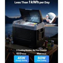 VEVOR Car Refrigerator, DC 12/24V AC100-240V Compressor Electric Cooler, -4°F to 68°F Truck Refrigerator with APP Control, Wheels & Dual Zone, 48 QT Cars Cooler for RVs, Boats, Camping, Fishing