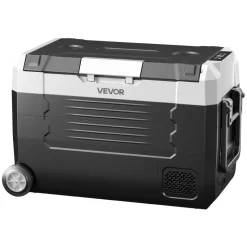 VEVOR Car Refrigerator, DC 12/24V AC100-240V Compressor Electric Cooler, -4°F to 68°F Truck Refrigerator with APP Control, Wheels & Dual Zone, 37 QT Cars Cooler for RVs, Boats, Camping, Fishing