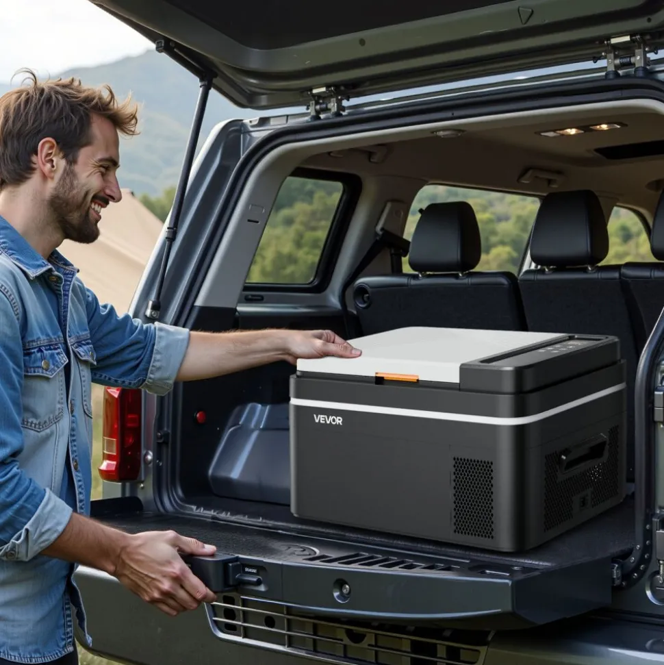 VEVOR Car Refrigerator, DC 12/24V AC100-240V Compressor Electric Cooler, -4°F to 68°F Car Fridge with APP Control, 23 QT Cars Freezer for RVs, Campsites, Boats, Camping, Fishing, 45W Portable Freezer