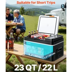 VEVOR Car Refrigerator, DC 12/24V AC100-240V Compressor Electric Cooler, -4°F to 68°F Car Fridge with APP Control, 23 QT Cars Freezer for RVs, Campsites, Boats, Camping, Fishing, 45W Portable Freezer