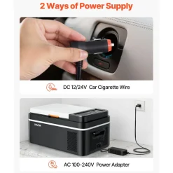 VEVOR Car Refrigerator, DC 12/24V AC100-240V Compressor Electric Cooler, -4°F to 68°F Car Fridge with APP Control, 21 QT Cars Freezer for RVs, Campsites, Boats, Camping, Fishing, 60W Portable Freezer