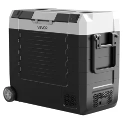 VEVOR Car Refrigerator, DC 12/24V AC100-240V Compressor Electric Cooler, -4°F to 68°F Truck Refrigerator with APP Control, Wheels & Dual Zone, 58 QT Cars Cooler for RVs, Boats, Camping, Fishing