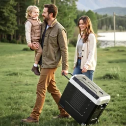 VEVOR Car Refrigerator, DC 12/24V AC100-240V Compressor Electric Cooler, -4°F to 68°F Truck Refrigerator with APP Control, Wheels & Dual Zone, 58 QT Cars Cooler for RVs, Boats, Camping, Fishing