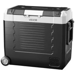 VEVOR Car Refrigerator, DC 12/24V AC100-240V Compressor Electric Cooler, -4°F to 68°F Truck Refrigerator with APP Control, Wheels & Dual Zone, 58 QT Cars Cooler for RVs, Boats, Camping, Fishing