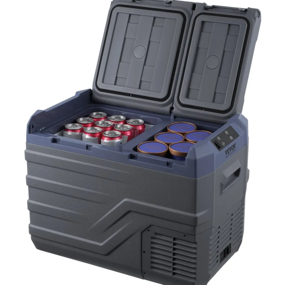 VEVOR Car Refrigerator, 12 Volt Car Refrigerator Fridge, 32 L Dual Zone Portable Freezer, -4℉-68℉ Adjustable Range, 12/24V DC and 100-240V AC Compressor Cooler for Outdoor, Camping, RV