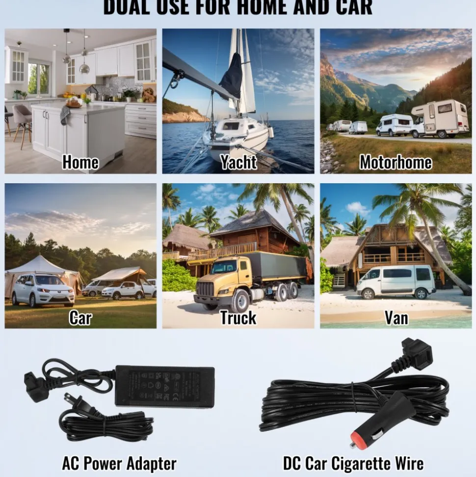 VEVOR Car Refrigerator, 12 Volt Car Refrigerator Fridge, 32 L Dual Zone Portable Freezer, -4℉-68℉ Adjustable Range, 12/24V DC and 100-240V AC Compressor Cooler for Outdoor, Camping, RV