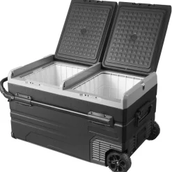 VEVOR Car Refrigerator, 12 Volt Car Refrigerator Fridge, 115 L Dual Zone Portable Freezer with Wheels and Handle, -4℉-68℉, 12/24V DC and 100-240V AC Compressor Cooler for Outdoor, Camping