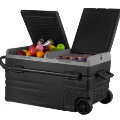 VEVOR Car Refrigerator, 12 Volt Car Refrigerator Fridge, 115 L Dual Zone Portable Freezer with Wheels and Handle, -4℉-68℉, 12/24V DC and 100-240V AC Compressor Cooler for Outdoor, Camping
