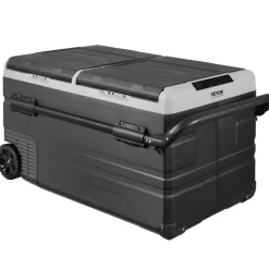 VEVOR Car Refrigerator, 12 Volt Car Refrigerator Fridge, 115 L Dual Zone Portable Freezer with Wheels and Handle, -4℉-68℉, 12/24V DC and 100-240V AC Compressor Cooler for Outdoor, Camping