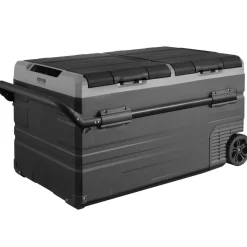 VEVOR Car Refrigerator, 12 Volt Car Refrigerator Fridge, 115 L Dual Zone Portable Freezer with Wheels and Handle, -4℉-68℉, 12/24V DC and 100-240V AC Compressor Cooler for Outdoor, Camping