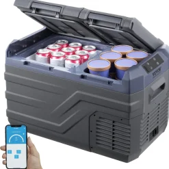 VEVOR Car Refrigerator, 12 Volt Car Refrigerator Fridge, 25 L Dual Zone Portable Freezer, -4℉-68℉ Adjustable Range, 12/24V DC and 100-240V AC Compressor Cooler for Outdoor, Camping, RV