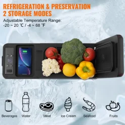 VEVOR Car Refrigerator, 12 Volt Car Armrest Refrigerator Fridge, 8 L Single Zone Portable Freezer, -4℉-68℉ Adjustable Range, 12/24V DC and 100-240V AC Compressor Cooler for Outdoor, Camping
