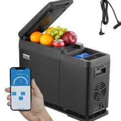 VEVOR Car Refrigerator, 12 Volt Car Armrest Refrigerator Fridge, 8 L Single Zone Portable Freezer, -4℉-68℉ Adjustable Range, 12/24V DC and 100-240V AC Compressor Cooler for Outdoor, Camping