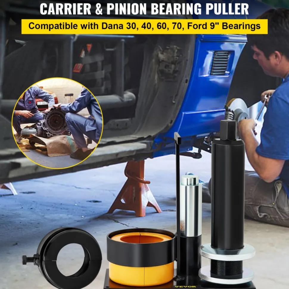 VEVOR Carrier & Pinion Bearing Puller, Compatible with Dana 30, 40, 60, 70, Ford 9" Bearings, Pinion Puller Tool with 2 Clamshells, 45# Steel Clamshell Carrier Bearing Puller for Auto Repair
