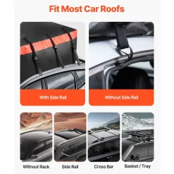 VEVOR Car Rooftop Cargo Carrier Bag, 23 Cubic Feet Roof Cargo Carrier, Heavy Duty 840D PVC 100% Waterproof Car Roof Luggage Bag for All Vehicle with/without Rack- with Lock, Anti-Slip Mat, 6 Door Hook