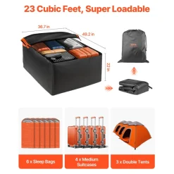 VEVOR Car Rooftop Cargo Carrier Bag, 23 Cubic Feet Roof Cargo Carrier, Heavy Duty 840D PVC 100% Waterproof Car Roof Luggage Bag for All Vehicle with/without Rack- with Lock, Anti-Slip Mat, 6 Door Hook