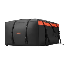 VEVOR Car Rooftop Cargo Carrier Bag, 15 Cubic Feet Car Roof Cargo Carrier, 100% Waterproof Heavy Duty 840D PVC Roof Luggage Bag for All Vehicle with/without Rack- with Lock, Non-Slip Mat, 4 Door Hooks