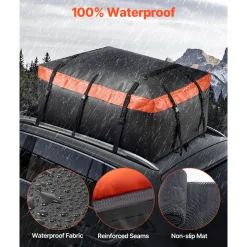 VEVOR Car Rooftop Cargo Carrier Bag, 15 Cubic Feet Car Roof Cargo Carrier, 100% Waterproof Heavy Duty 840D PVC Roof Luggage Bag for All Vehicle with/without Rack- with Lock, Non-Slip Mat, 4 Door Hooks