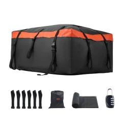 VEVOR Car Rooftop Cargo Carrier Bag, 15 Cubic Feet Car Roof Cargo Carrier, 100% Waterproof Heavy Duty 840D PVC Roof Luggage Bag for All Vehicle with/without Rack- with Lock, Non-Slip Mat, 4 Door Hooks