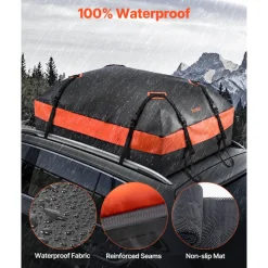 VEVOR Car Rooftop Cargo Carrier Bag, 21 Cubic Feet Car Roof Cargo Carrier, 100% Waterproof Heavy Duty 840D PVC Roof Luggage Bag for All Vehicle with/without Rack- with Lock, Non-Slip Mat, 6 Door Hooks