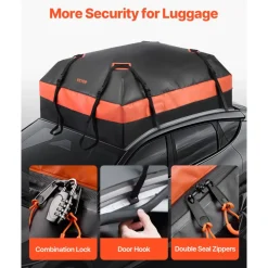 VEVOR Car Rooftop Cargo Carrier Bag, 21 Cubic Feet Car Roof Cargo Carrier, 100% Waterproof Heavy Duty 840D PVC Roof Luggage Bag for All Vehicle with/without Rack- with Lock, Non-Slip Mat, 6 Door Hooks