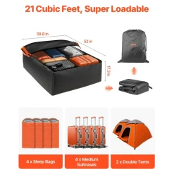 VEVOR Car Rooftop Cargo Carrier Bag, 21 Cubic Feet Car Roof Cargo Carrier, 100% Waterproof Heavy Duty 840D PVC Roof Luggage Bag for All Vehicle with/without Rack- with Lock, Non-Slip Mat, 6 Door Hooks