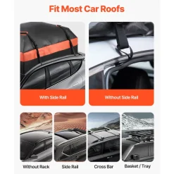 VEVOR Car Rooftop Cargo Carrier Bag, 21 Cubic Feet Car Roof Cargo Carrier, 100% Waterproof Heavy Duty 840D PVC Roof Luggage Bag for All Vehicle with/without Rack- with Lock, Non-Slip Mat, 6 Door Hooks